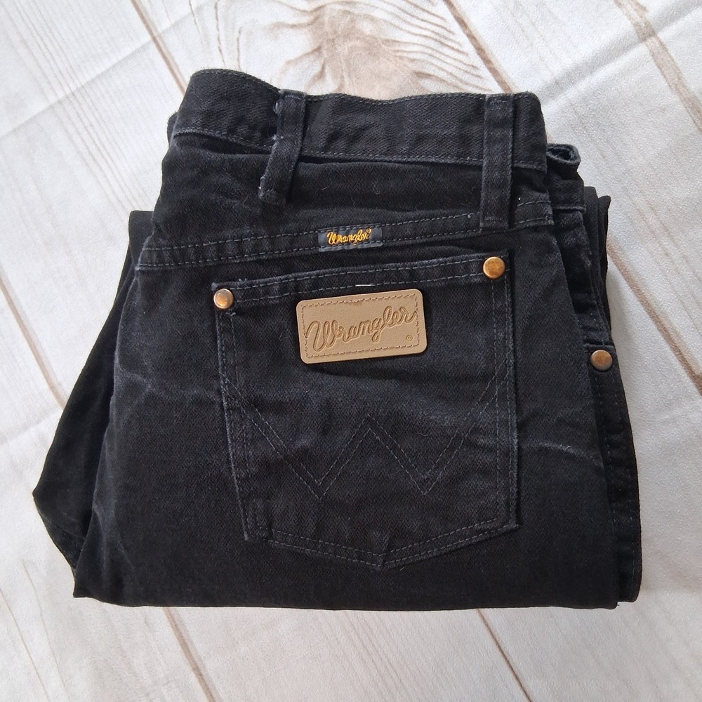 Wrangler 13MWZ Cowboy Cut Mens Black Denim Jeans 36x32 100% Cotton Western Pants